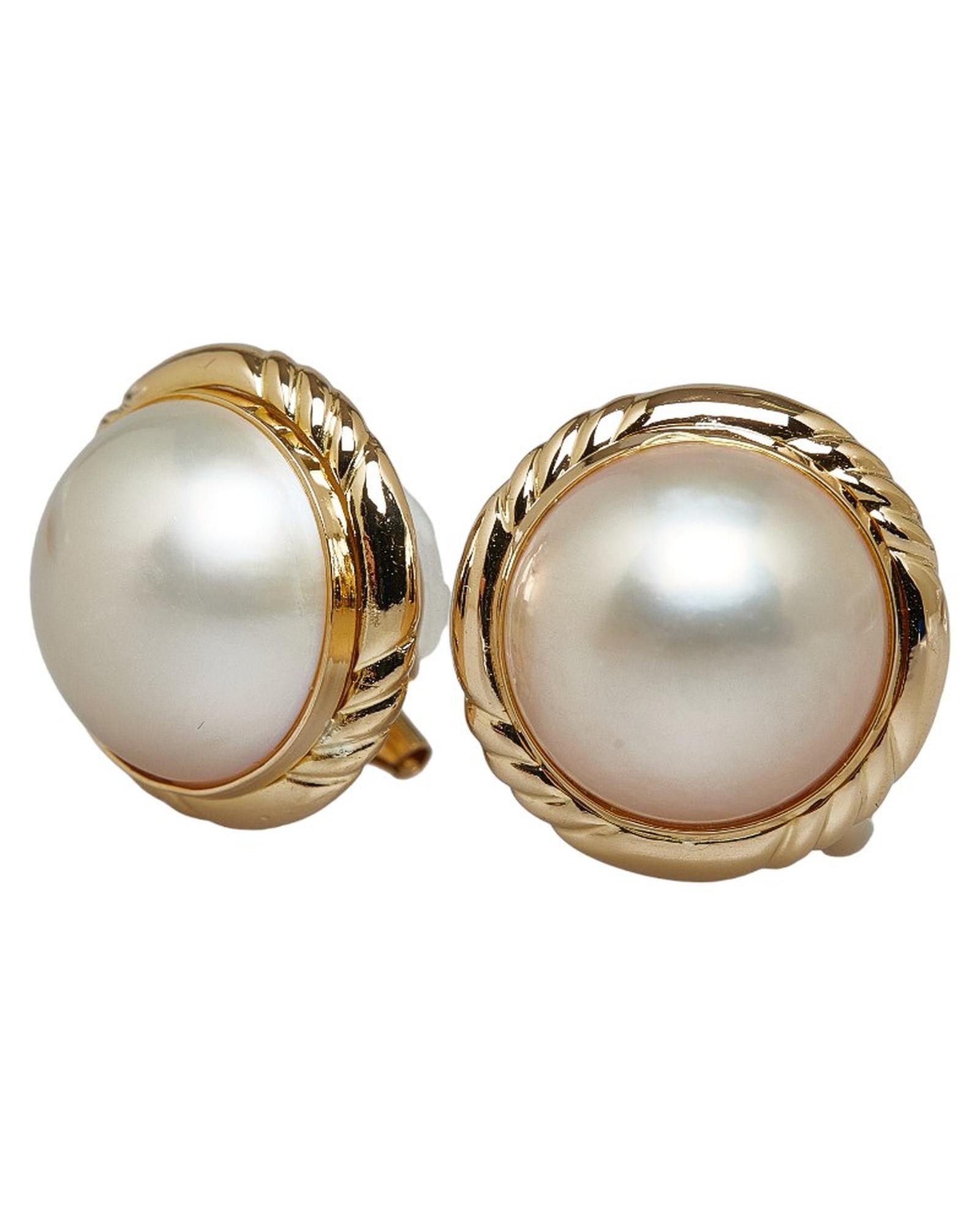 image of 18K Gold Mabe Pearl Clip On Earrings - 1.7-1.7 Inches, Women's