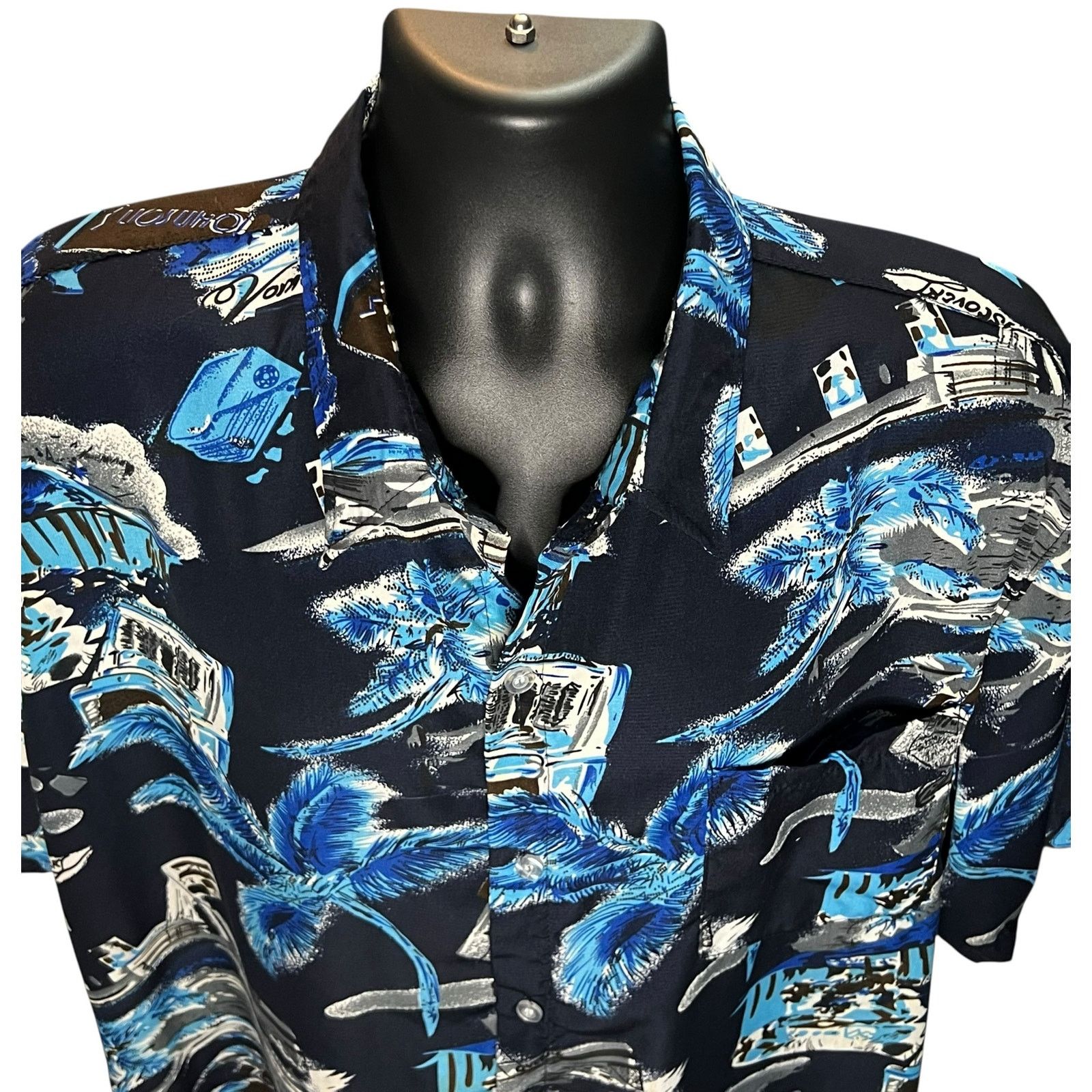 Other HanTon Men’s Hawaiian Shirt 2XL Blue Palm Tree Island Aloha Size US XXL / EU 58 / 5 - 5 Thumbnail