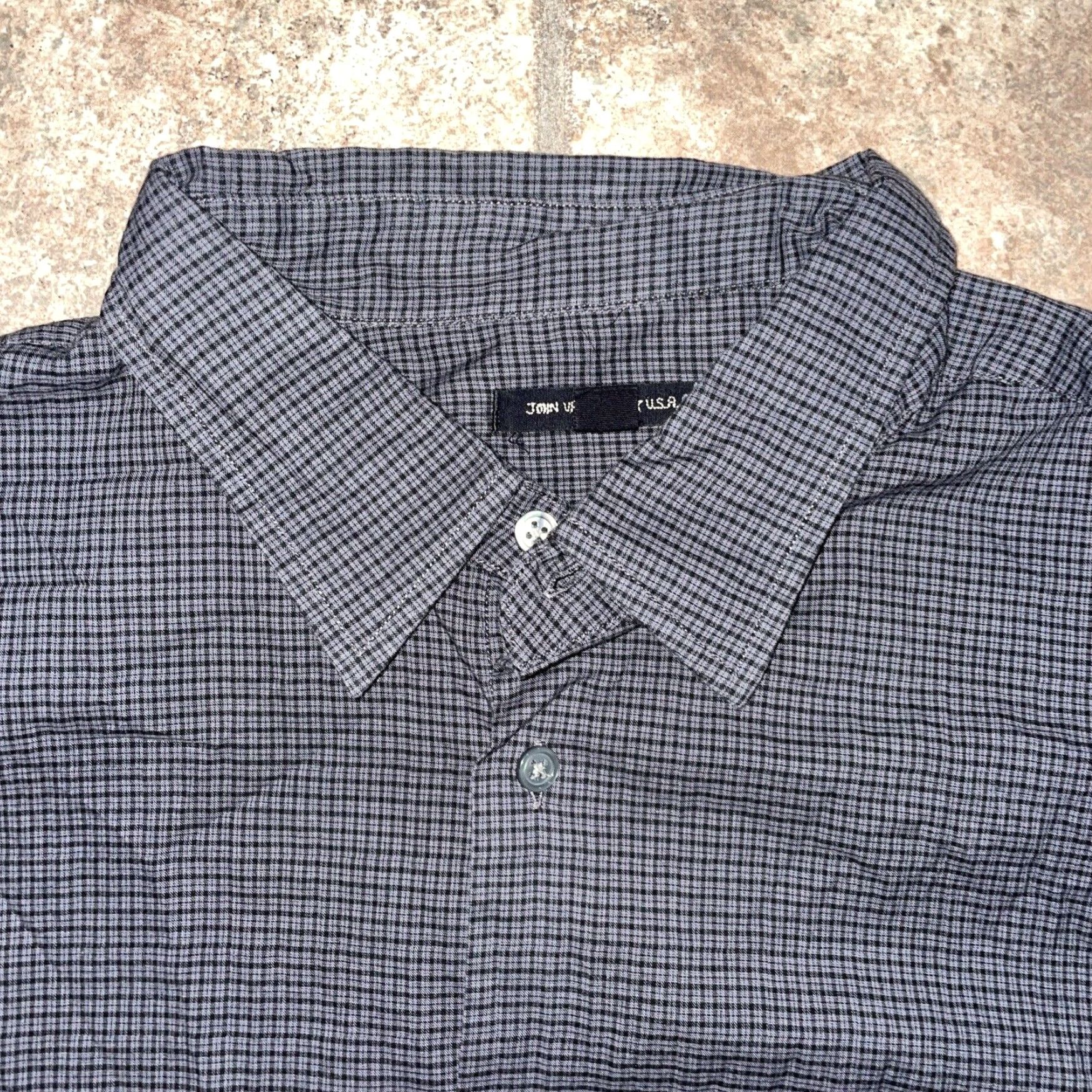 John Varvatos John Varvatos USA Plaid Button-Up Shirt Gray Mens XL Size US XL / EU 56 / 4 - 2 Thumbnail
