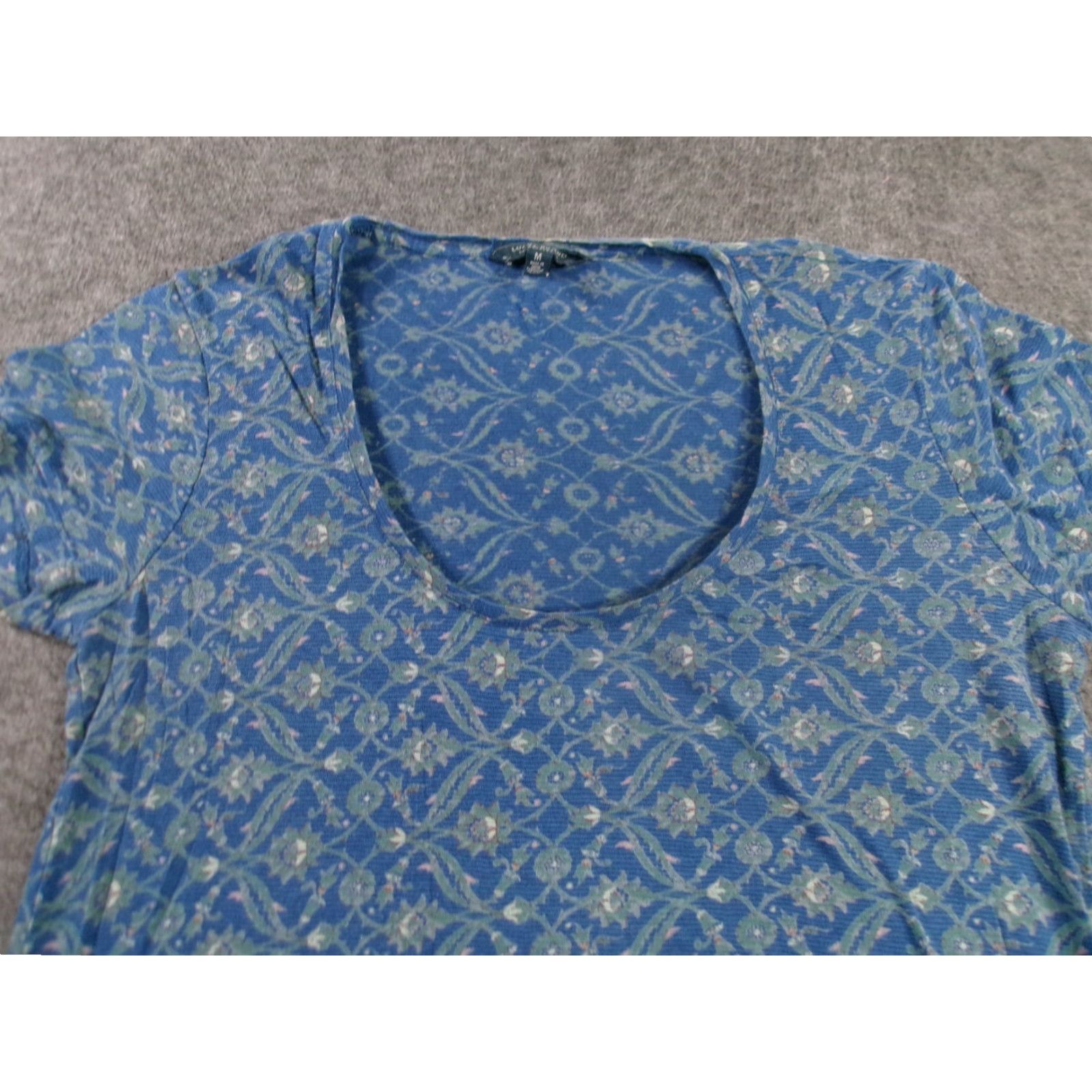 Lucky Brand Lucky Brand Blouse Shirt Women M Floral Blue Cap Sleeve Scoop Neck 90s Beach Bohemian City Preppy Colorful Floral Boots (adjust if needed) Size M / US 6-8 / IT 42-44 - 2 Thumbnail