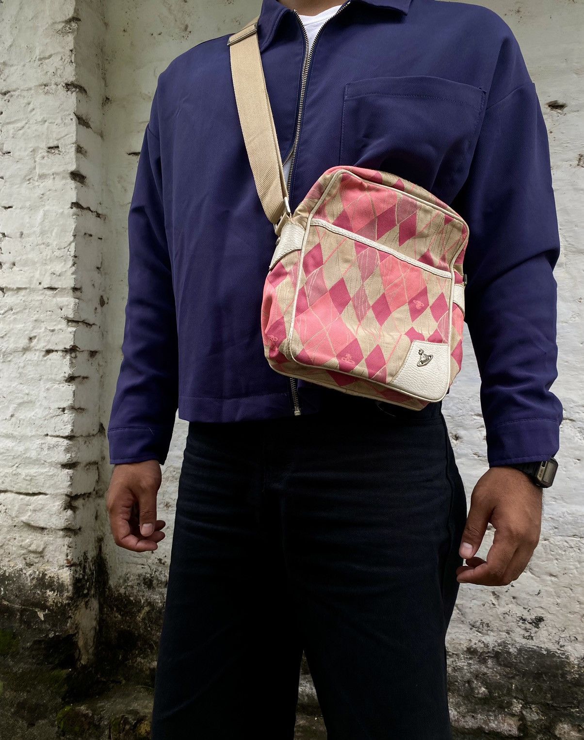 Vivienne Westwood Pink Patern Sling Bag, Men's