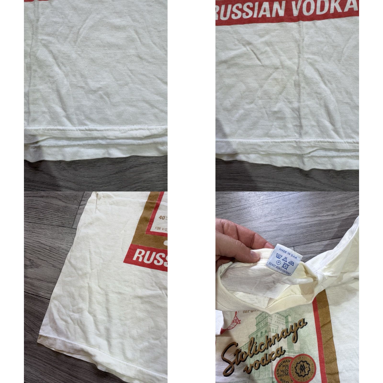 Vintage VTG Stolichnaya Russian Vodka T-Shirt XL White Unisex Adults Short Sleeve Cotton Promo Graphic Tee Size US XL / EU 56 / 4 - 9 Thumbnail