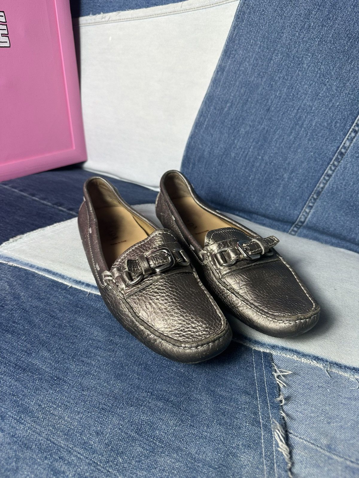 Prada Prada Leather Flats Loafers Logo Buckle Shoes Vintage Size US 8 / IT 38 - 3 Thumbnail
