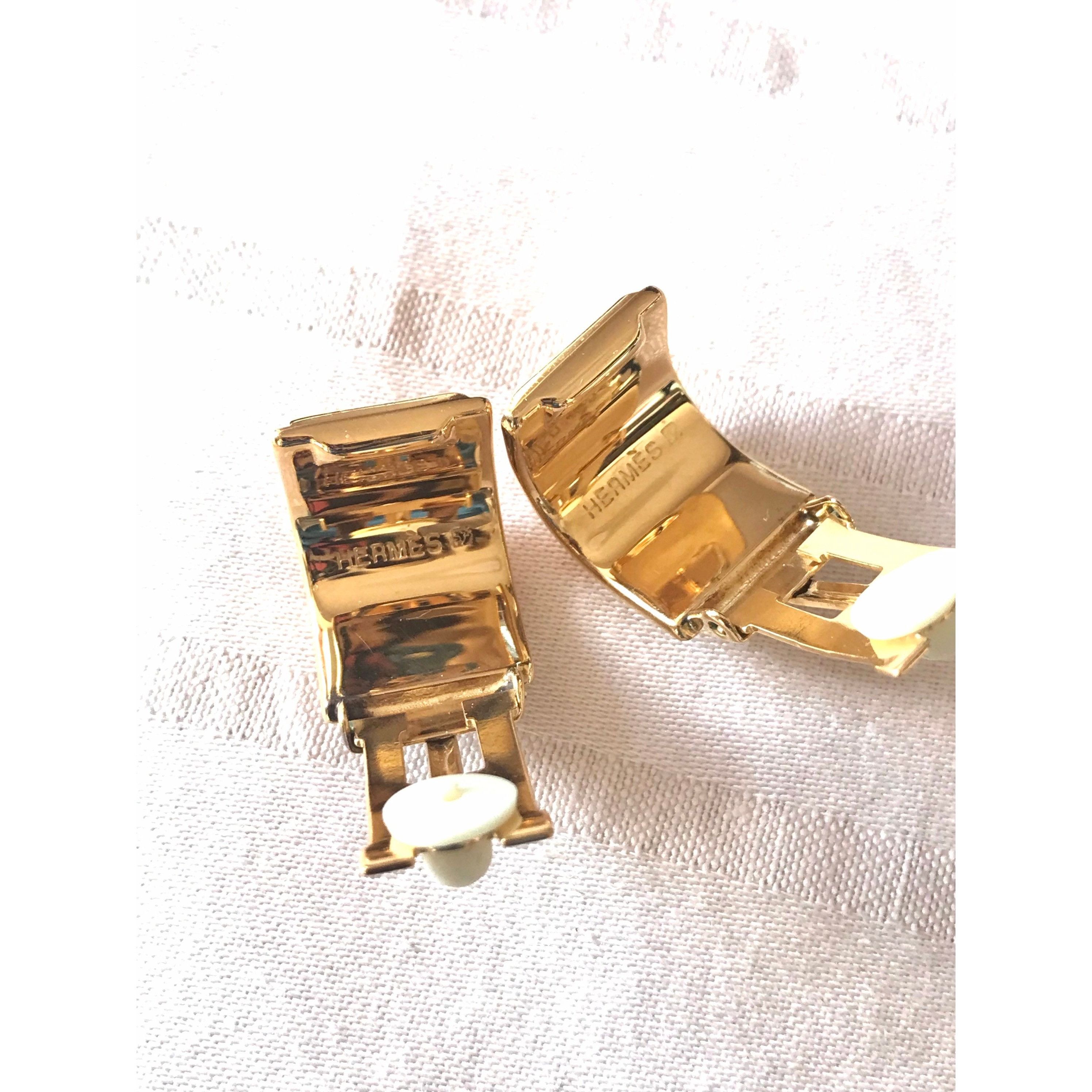 Hermes Vintage Hermes cloisonne golden earrings with red and yellow Size ONE SIZE - 9 Thumbnail