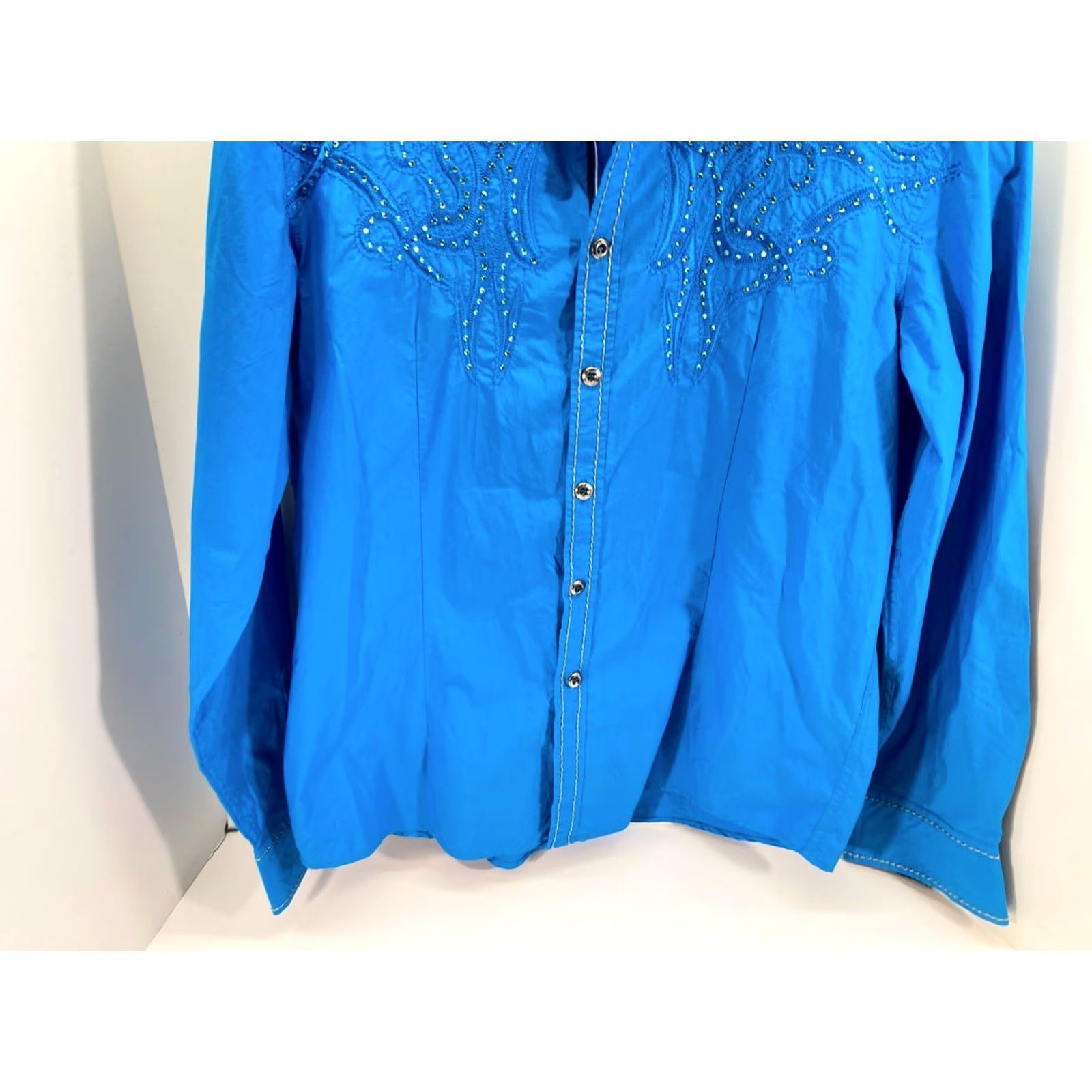 House of CB House of Lords Western Button Up Shirt Mens L Blue Embroidered Embellished Cowboy Western Casual Shirt Size US L / EU 52-54 / 3 - 5 Thumbnail