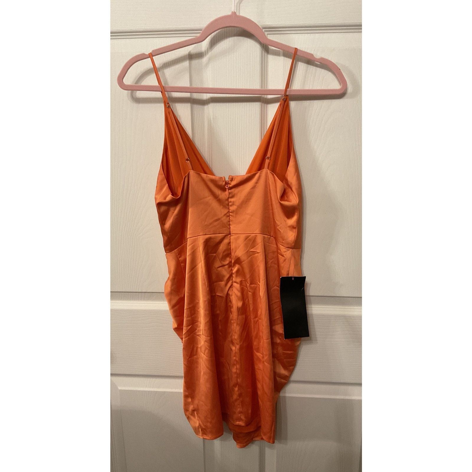 Bebe Bebe Surplice Satin Faux Wrap Mini Dress in Amberglow, S Size S / US 4 / IT 40 - 7 Thumbnail