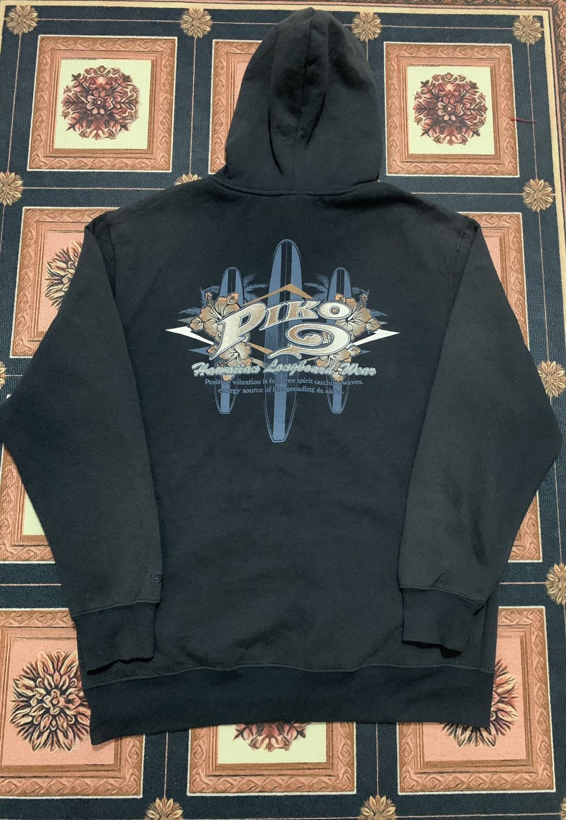 Vintage Vintage Piko Hawaiian Surf Hoodie Full Zip Black Sun Faded L Size US L / EU 52-54 / 3 - 1 Thumbnail