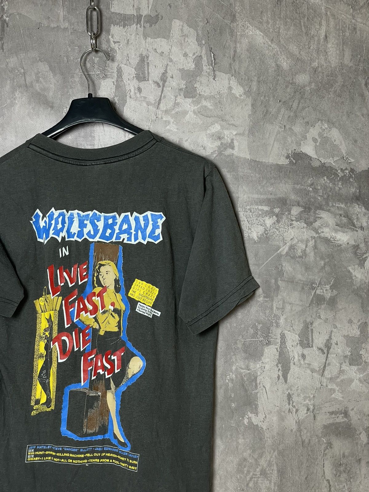Band Tees × Vintage Vintage 1989 WOLFSBANE ROCK Band Live Fast Die Fast T shirt Size US S / EU 44-46 / 1 - 13 Thumbnail