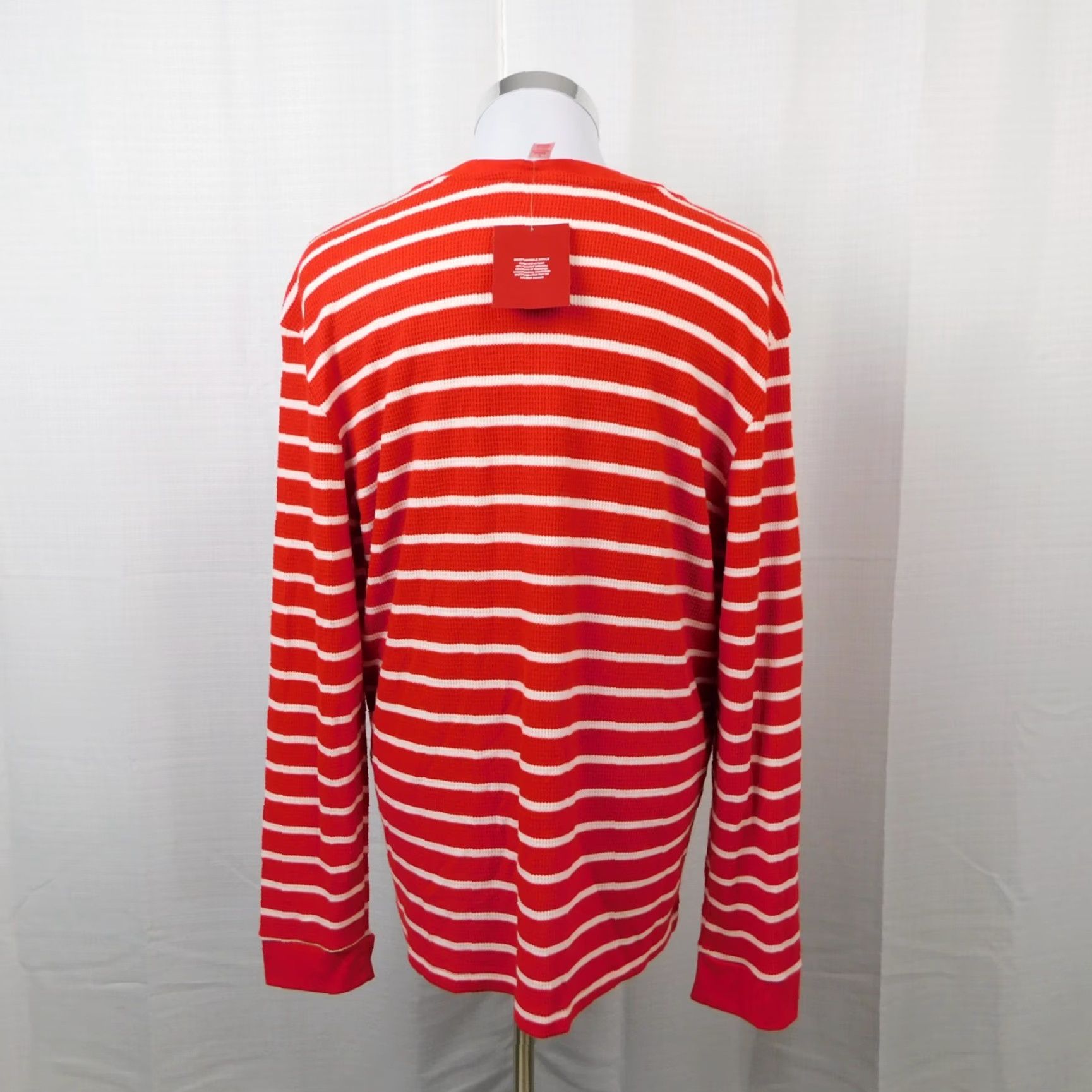 Vintage Wondershop Men's Waffle Knit Thermal Pajama Top Red Stripe, Medium, Long Sleeve, Pullover, Christmas Holiday, Knit, Pajama Top, Regular, Men Size US M / EU 48-50 / 2 - 4 Thumbnail