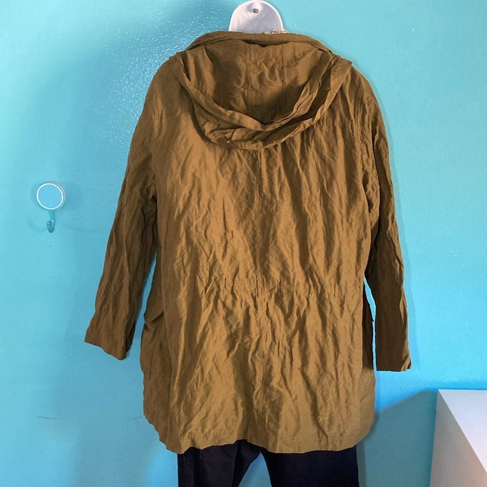 Eileen Fisher Size XL Hooded Lightweight Jacket Olive Organi