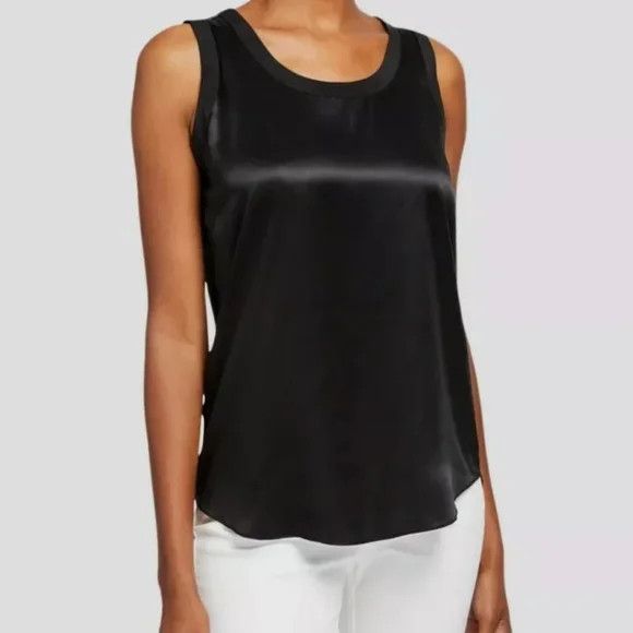 Lafayette 148 LAFAYETTE148 Perla Luxe Black Silk Charmeuse Blouse - (XL) Size XL / US 12-14 / IT 48-50 - 1 Thumbnail