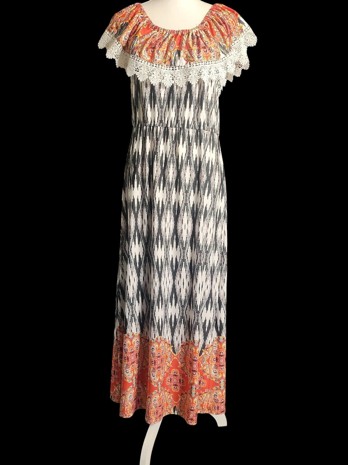 Unknown London Me 2 Magic Bohemian Off-Shoulder Maxi Dress with Lace Detail Size XL / US 12-14 / IT 48-50 - 3 Thumbnail