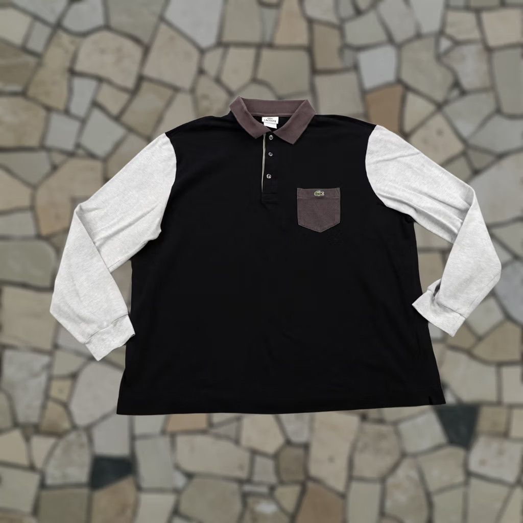 Lacoste Lacoste Polo Shirt Mens XL Black Gray Colorblock Long Sleeve Croc Logo Size US XL / EU 56 / 4 - 1 Thumbnail