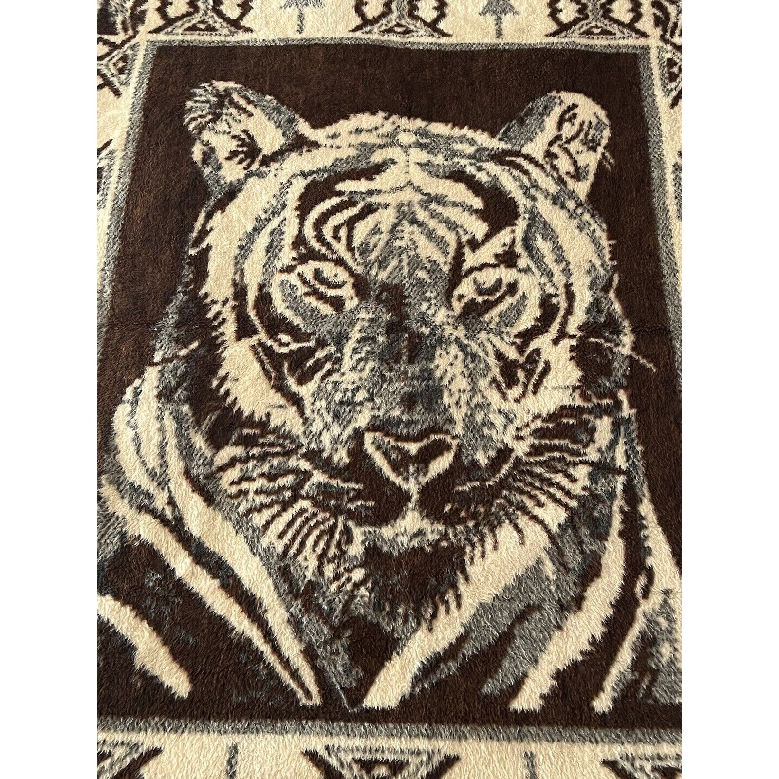 Vintage Bengal Tiger Reversible Blanket Throw 61x51 Animal P