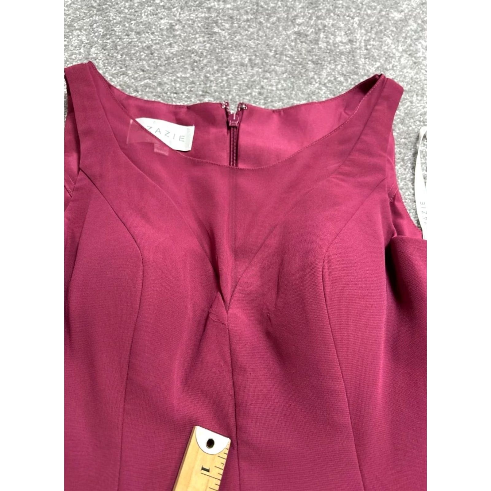 Vintage Azazie Kaya A-Line Dress Womens A8 Red Lined Sleeveless Scoop Neck Back Zip Formal Wedding Size M / US 6-8 / IT 42-44 - 4 Thumbnail