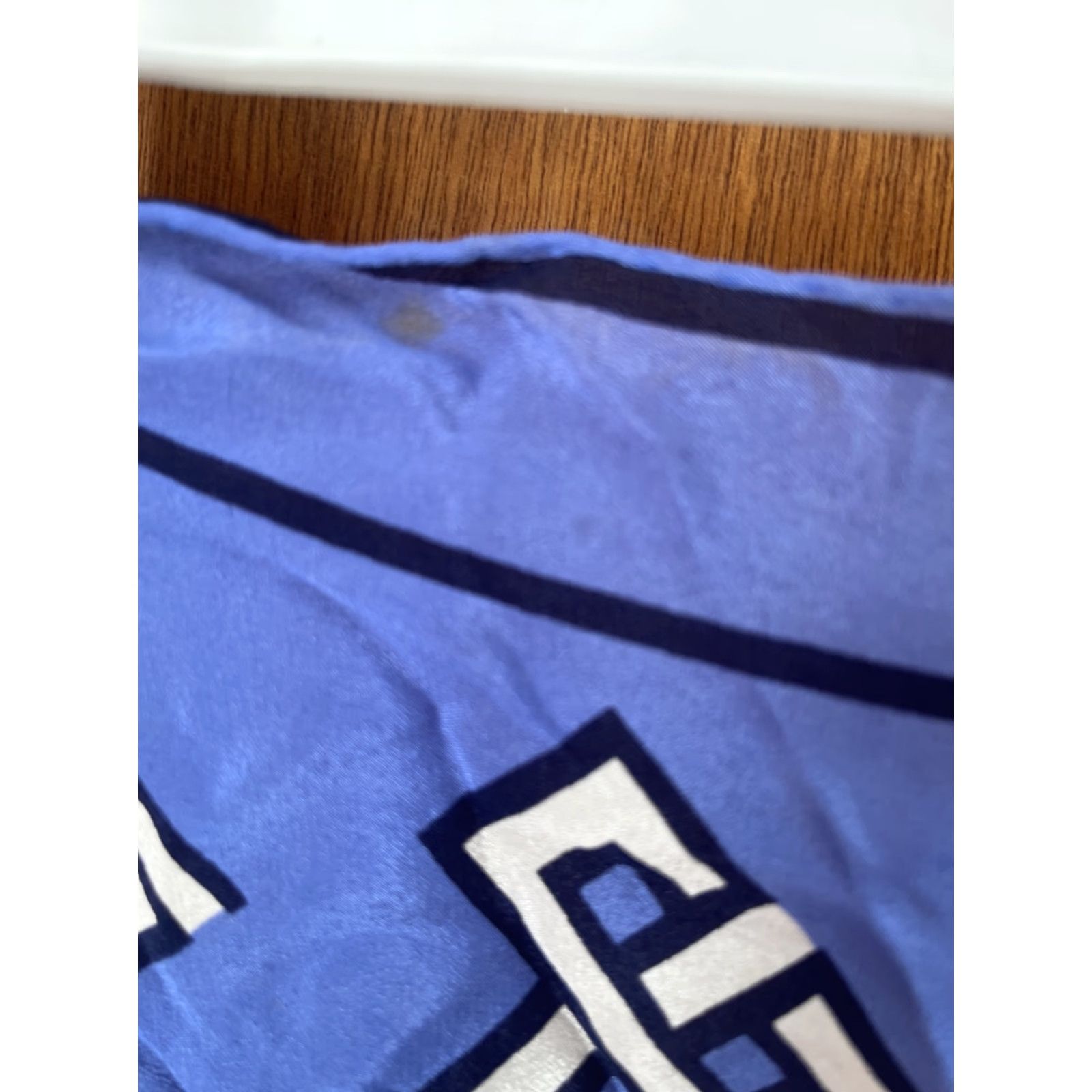 Vintage VINTAGE Adolfo Scarf Silk Blend Geometric Blue White Black Women Scarf Everyday Geometric Pattern Women Size ONE SIZE - 3 Thumbnail