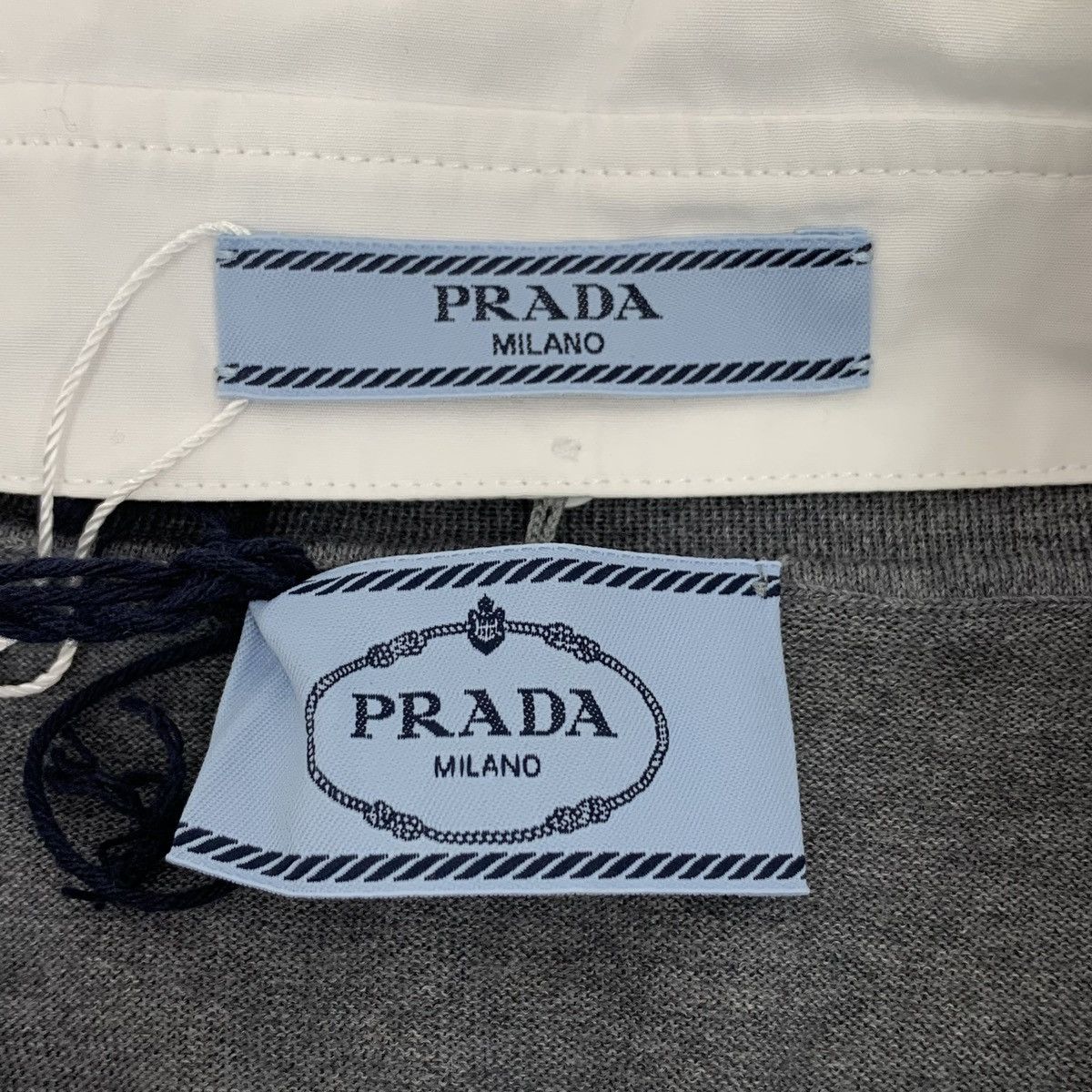 Prada Prada Grey Wool Lapel Long Sleeve Knit Polo K26WX Size M / US 6-8 / IT 42-44 - 5 Thumbnail