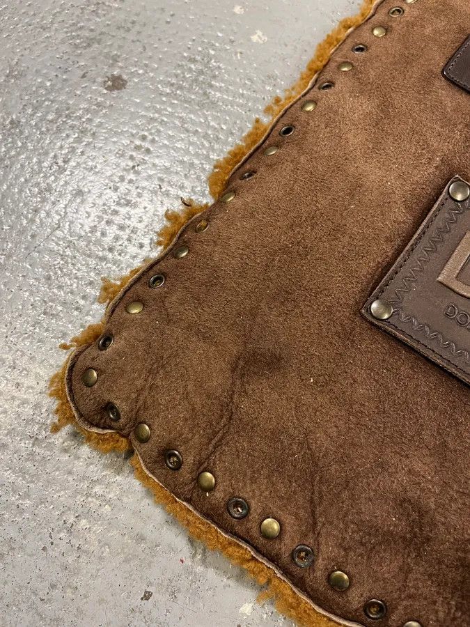 Dolce & Gabbana 2000s Dolce & Gabbana Studded Brown Shearling Leather Handle Bag Size ONE SIZE - 4 Thumbnail