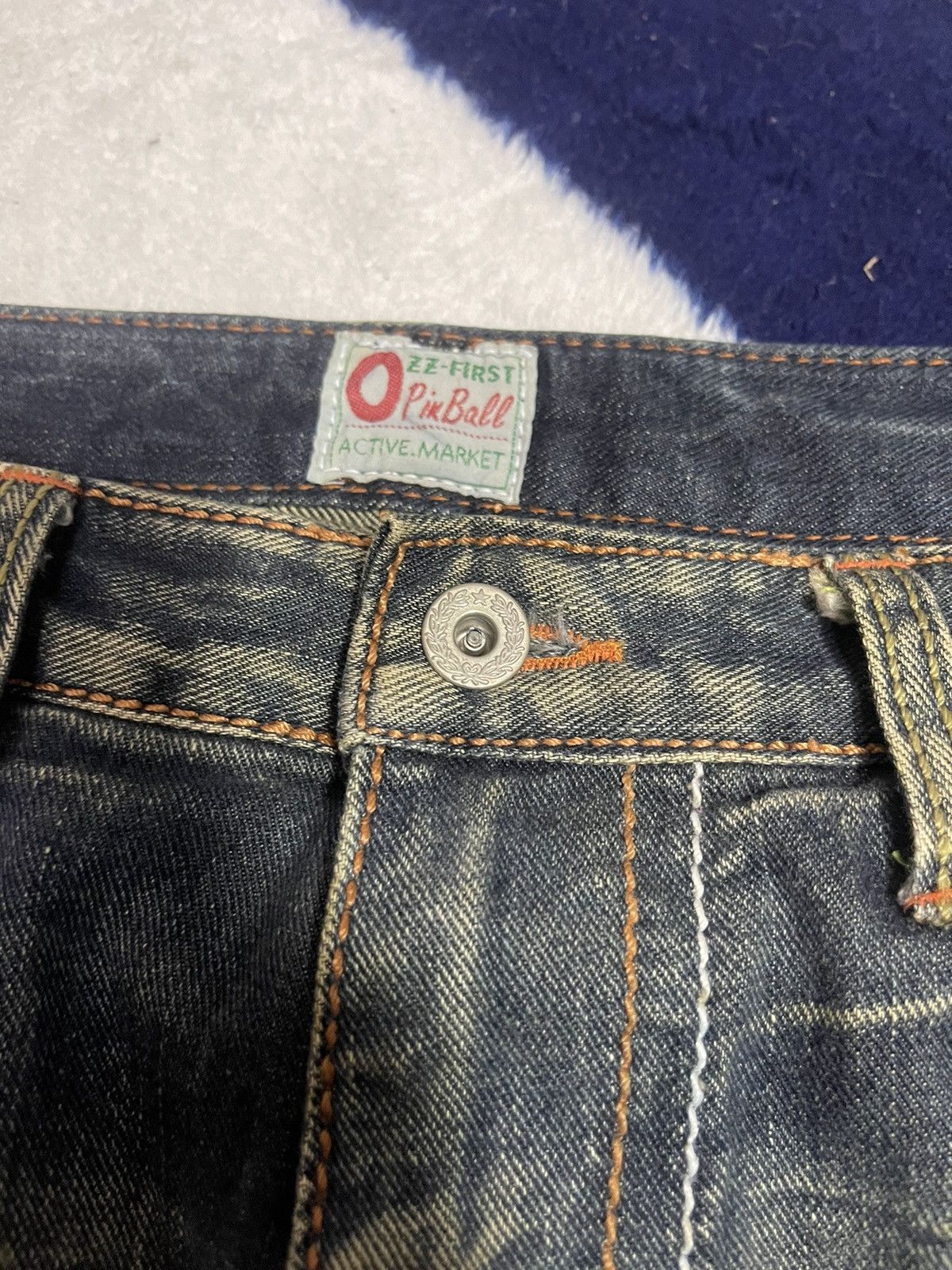 Japanese Brand Pin Ball Distressed Flare Jeans (14) Size US 35 - 13 Thumbnail