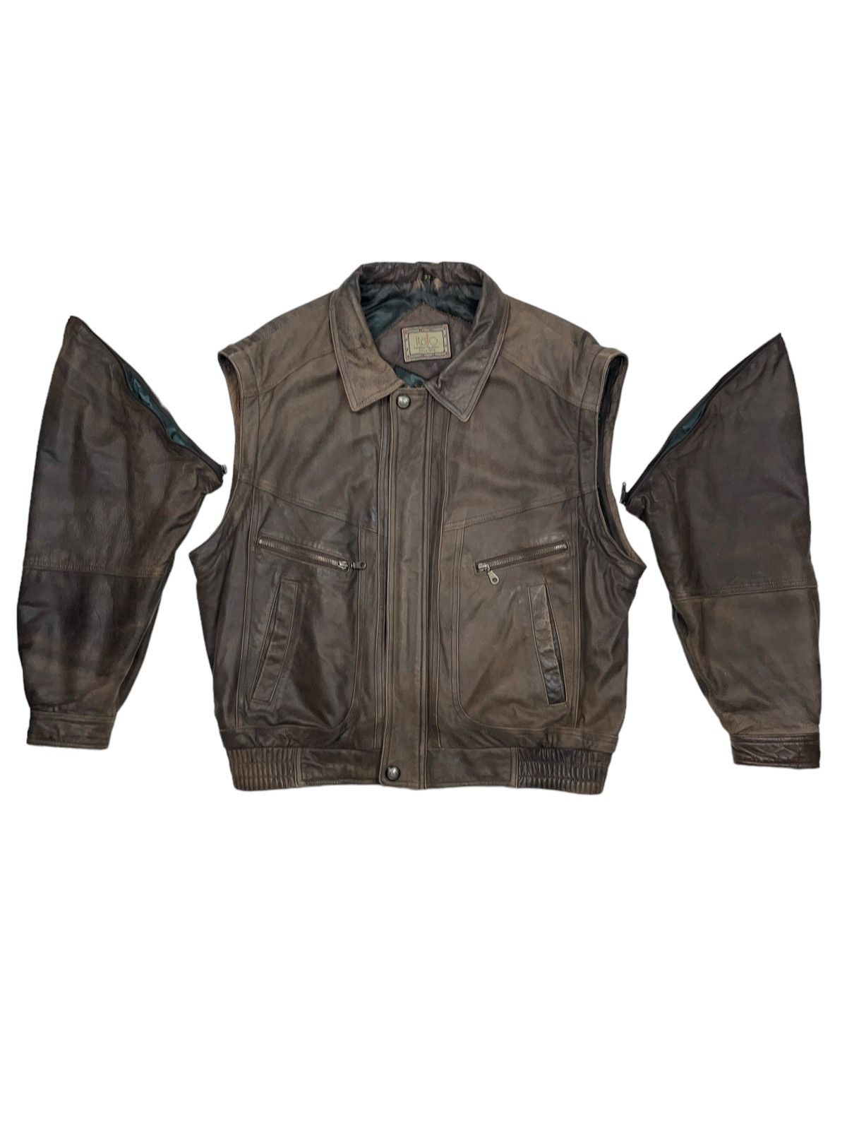 Other Archival Brown Leather Jacket Transformer Avant Garde Size US XL / EU 56 / 4 - 2 Thumbnail