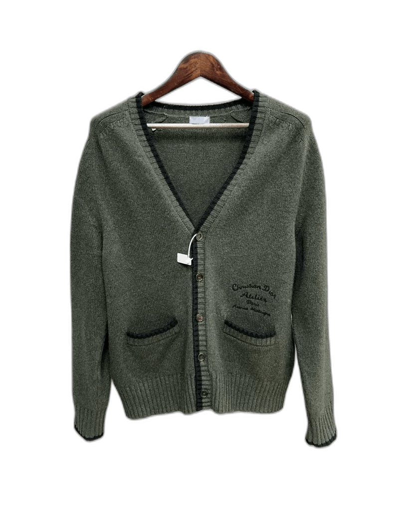 Dior Dior Olive Green Wool Cardigan with Logo Size US M / EU 48-50 / 2 - 1 Thumbnail