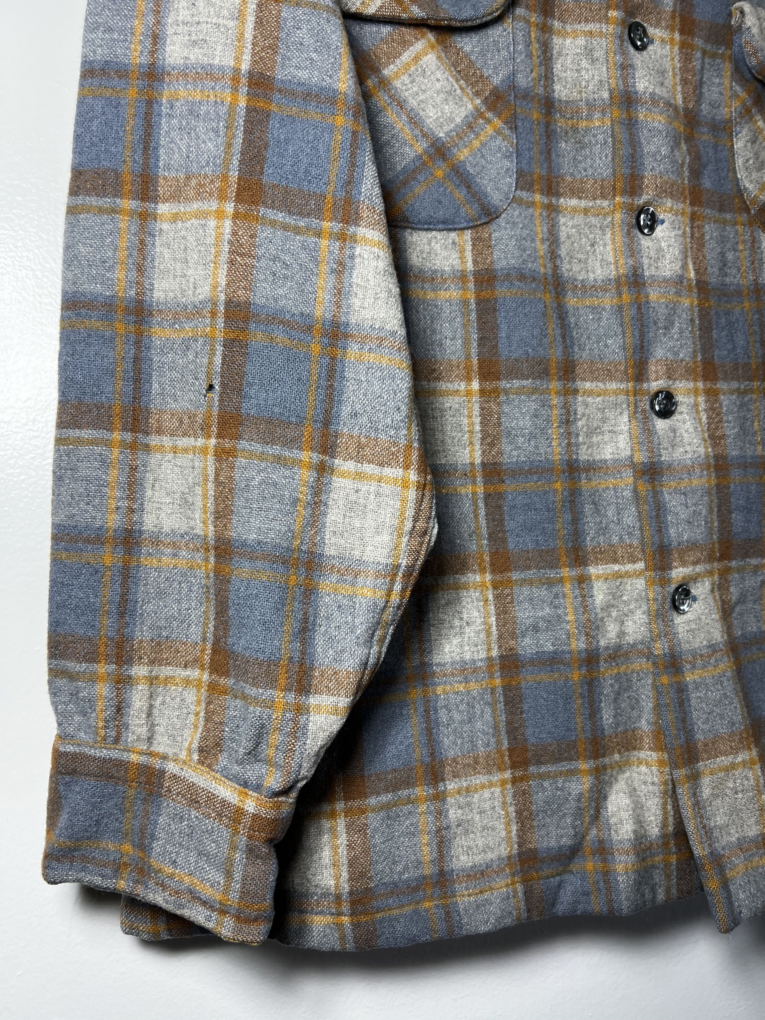 Flannel Vintage 1960's-1970's Pendleton Wool Grey/ Rust Plaid Shirt Size US M / EU 48-50 / 2 - 5 Thumbnail