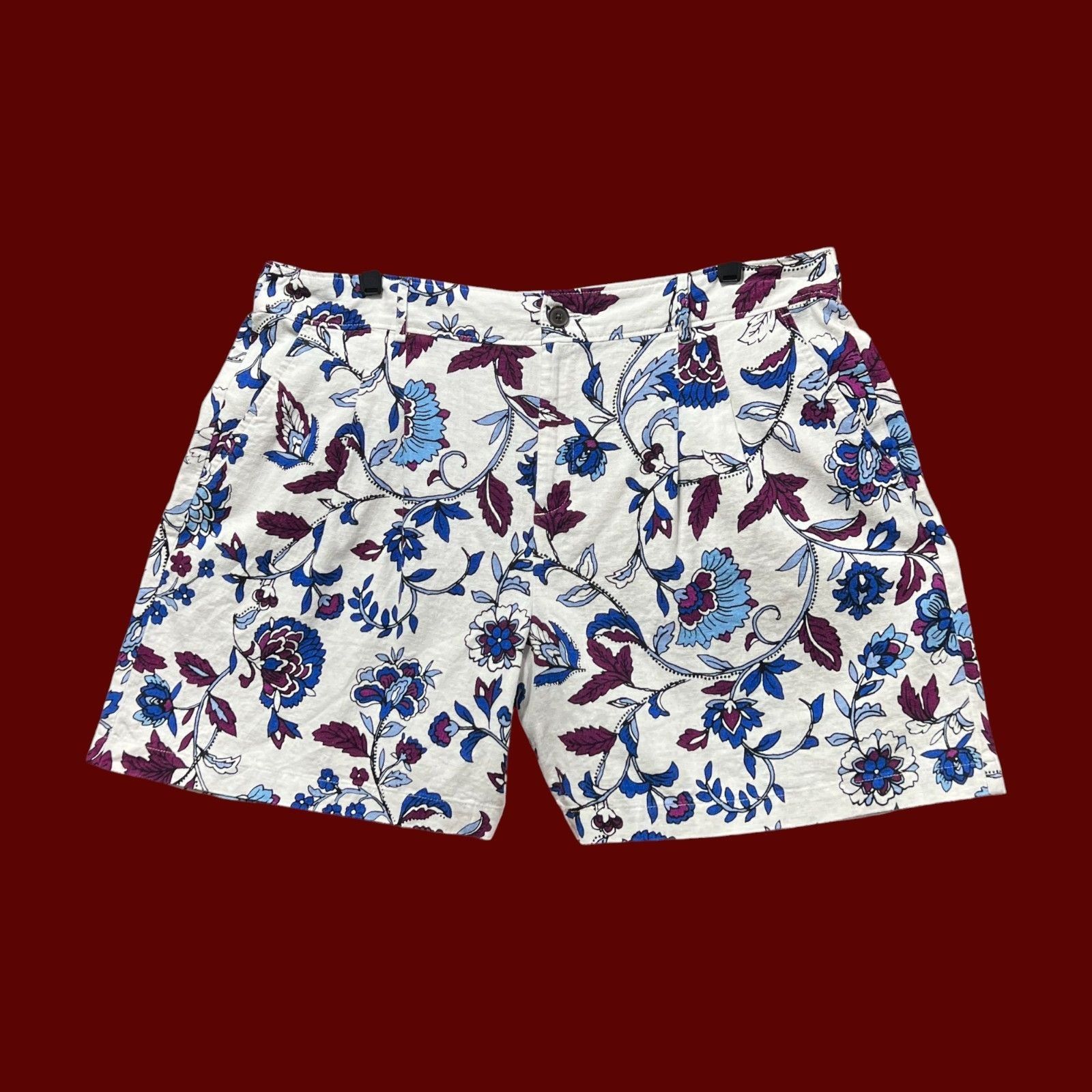 Other Liz Claiborne - Women's Mid-Rise Pleated Short - White Flora Size 36" / US 14 / IT 50 - 3 Thumbnail