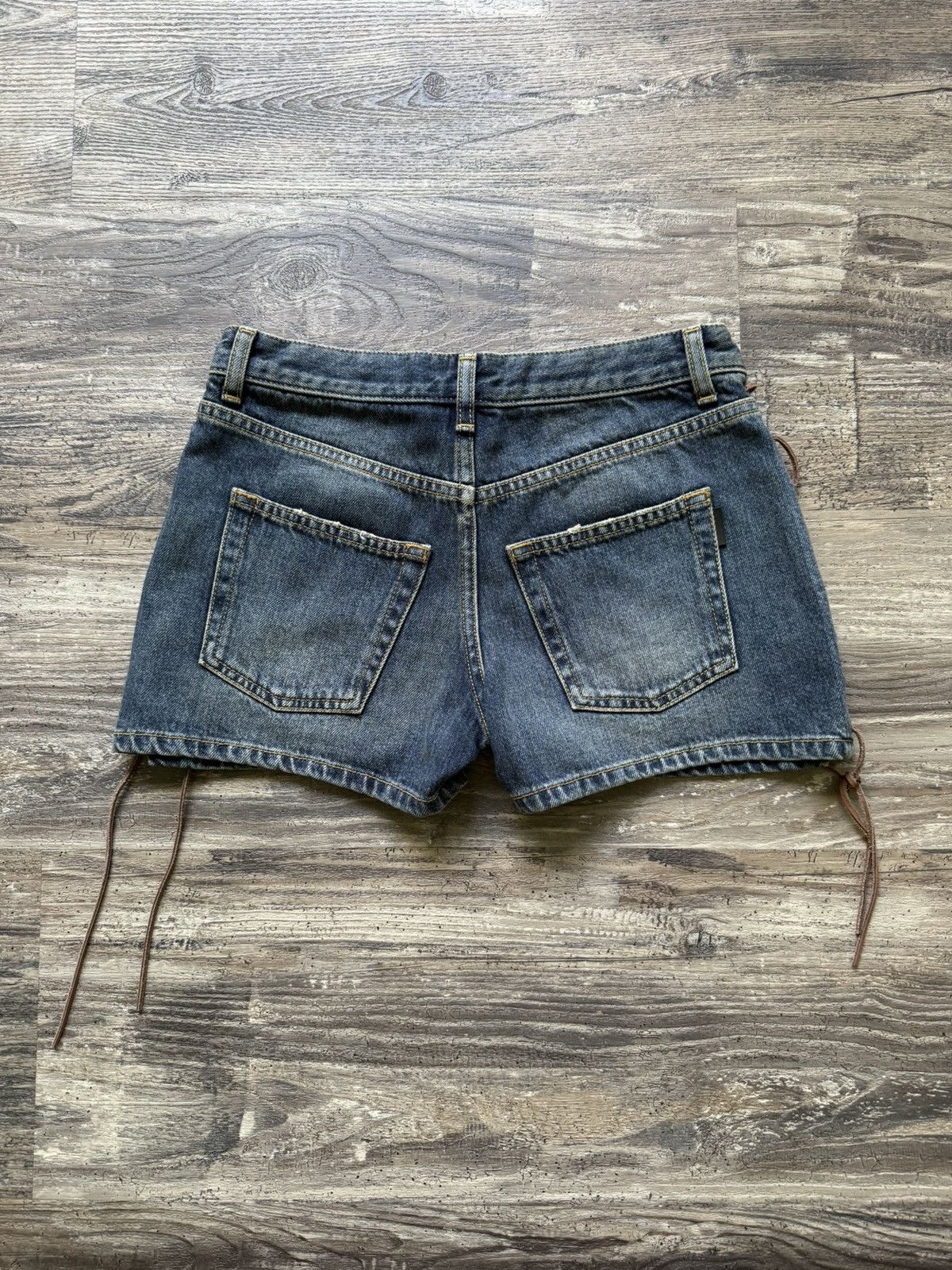 Saint Laurent Paris Saint Laurent Paris Leather Lace-Up Denim Short Size 26" / US 2 / IT 38 - 2 Thumbnail