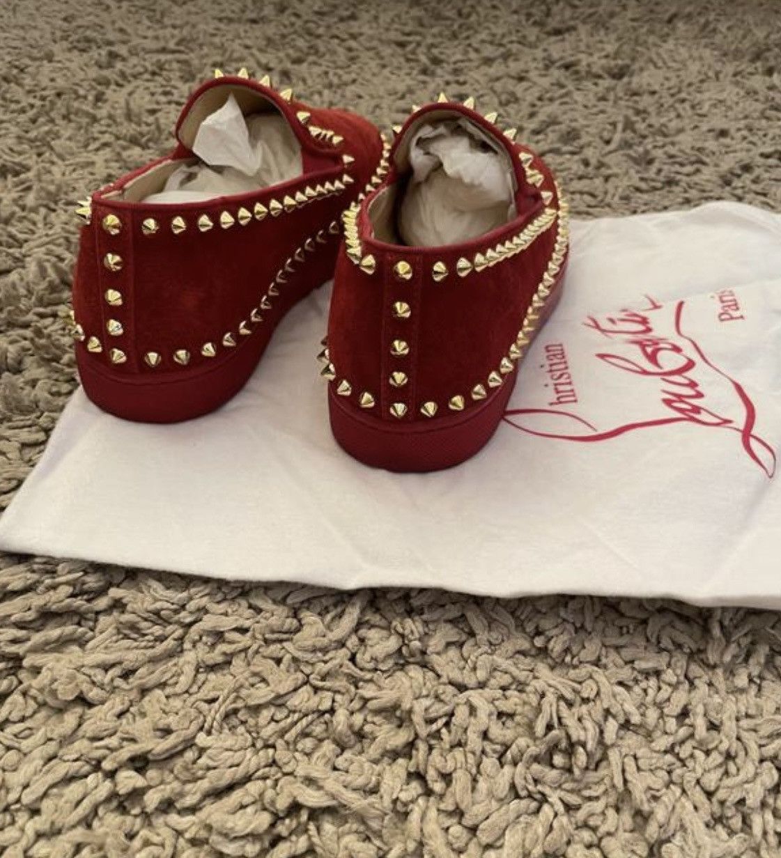 Christian Louboutin Christian Louboutin Red Suede Pik Boat Slip On Sneakers Size US 6 / IT 36 - 4 Thumbnail
