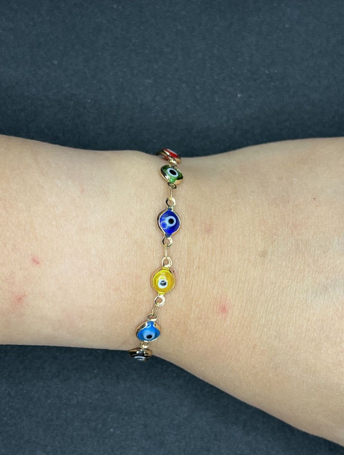 Handmade Evil Eyes Gold Chain Bracelet Size ONE SIZE - 4 Thumbnail
