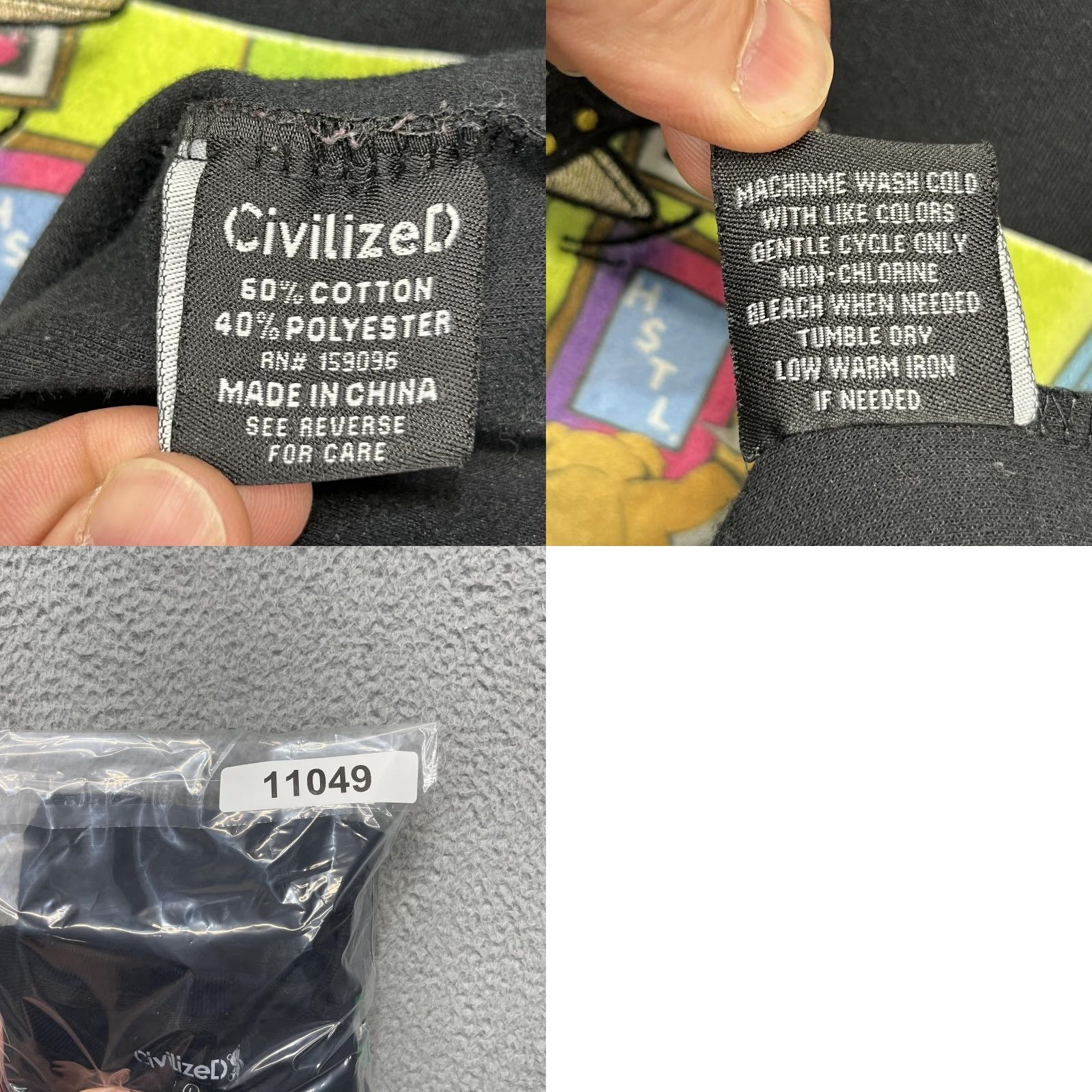 Vintage CivilizeD Sweatshirt Mens Large Black Bear Graphic Pockets Party & Bull#hit Size US L / EU 52-54 / 3 - 10 Thumbnail