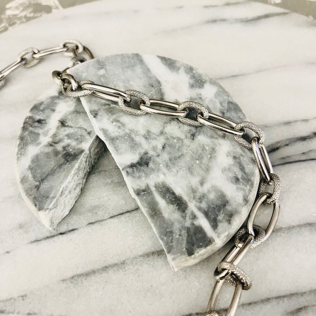 Designer Diego & Massimo Chunky Chain Necklace Silver Toned Italy Size ONE SIZE - 3 Thumbnail