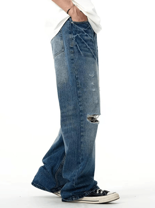 Japanese Brand × Jean Blue washed distressed lightning pattern ripped jeans Size US 32 / EU 48 - 3 Thumbnail