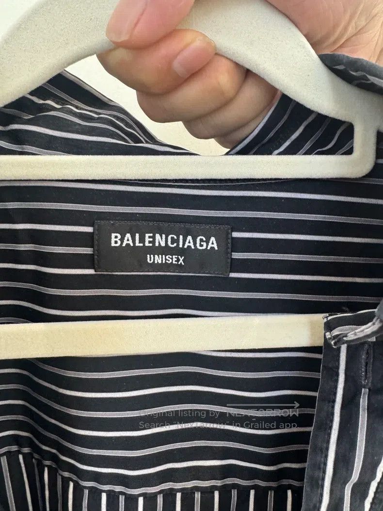Balenciaga Balenciaga Black Striped Faux Two-Piece Short Sleeve Shirt Size XS / US 0-2 / IT 36-38 - 3 Thumbnail