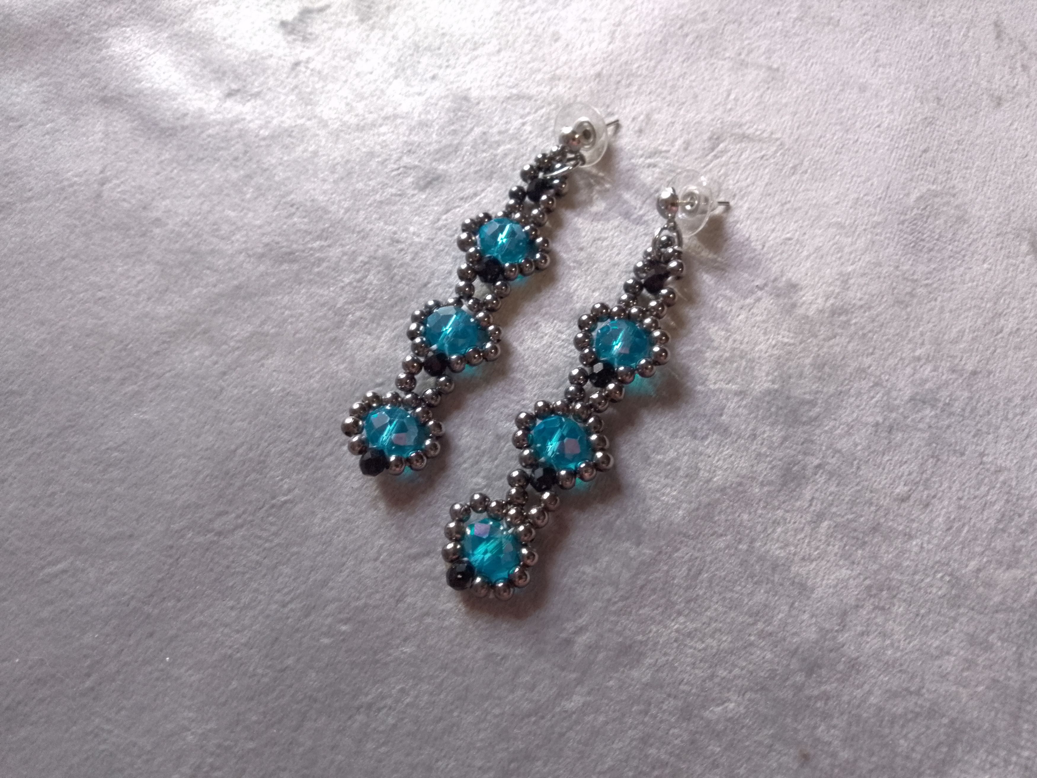 Handmade Necklace. Crystal, gray Brass. Multi thread. Earrings Size ONE SIZE - 5 Thumbnail