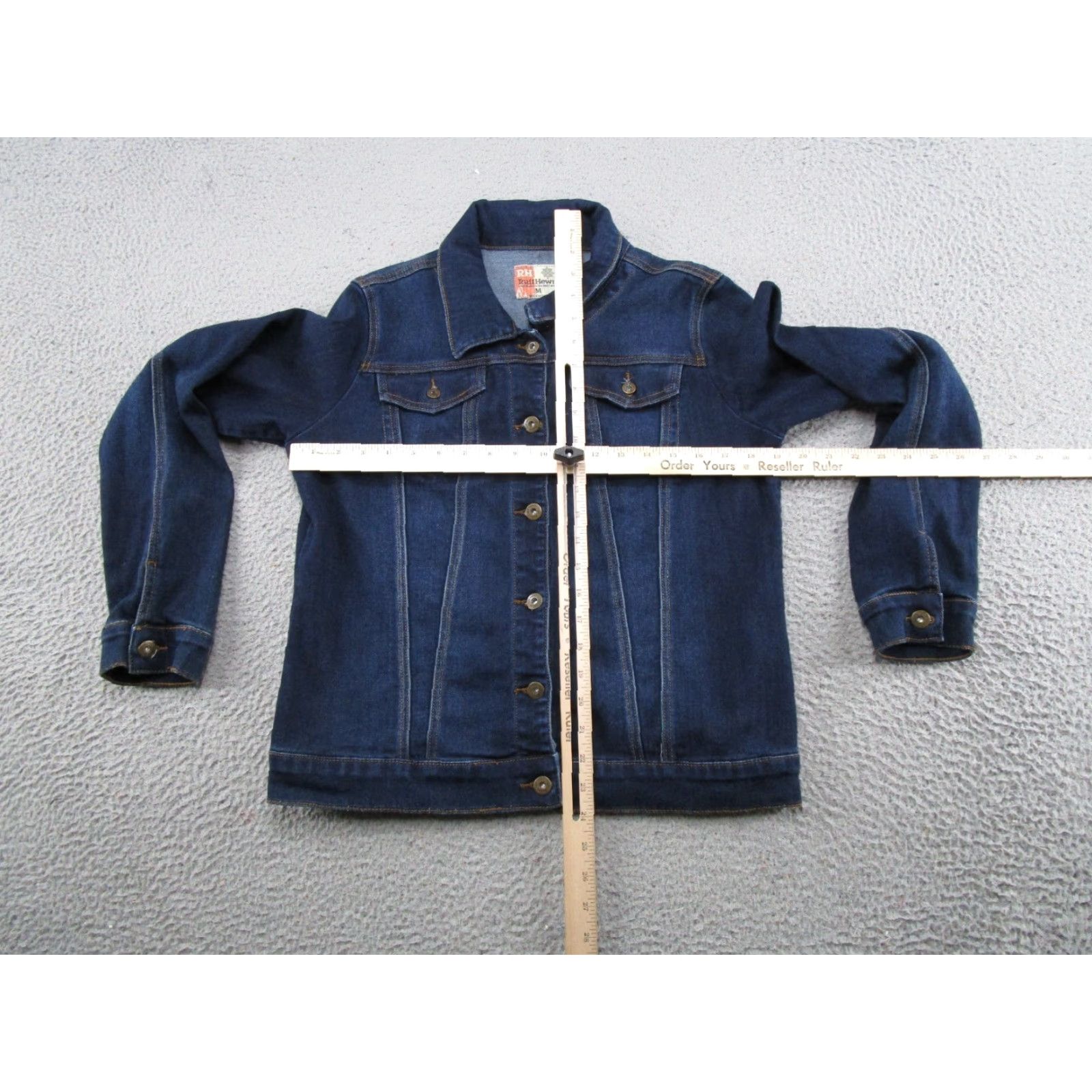 Denime Ruff Hewn Jacket Women Regular Denim Button Up Trucker Blue Size M Short Cute Casual 90s Style Mens Womens? Size M / US 6-8 / IT 42-44 - 4 Thumbnail