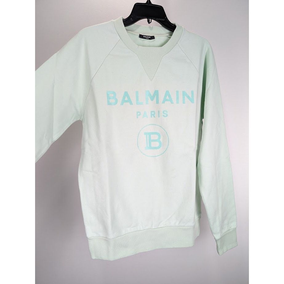 Balmain o1rshd1 Crewneck With B Logo in Light Mint Green Size US M / EU 48-50 / 2 - 9 Thumbnail