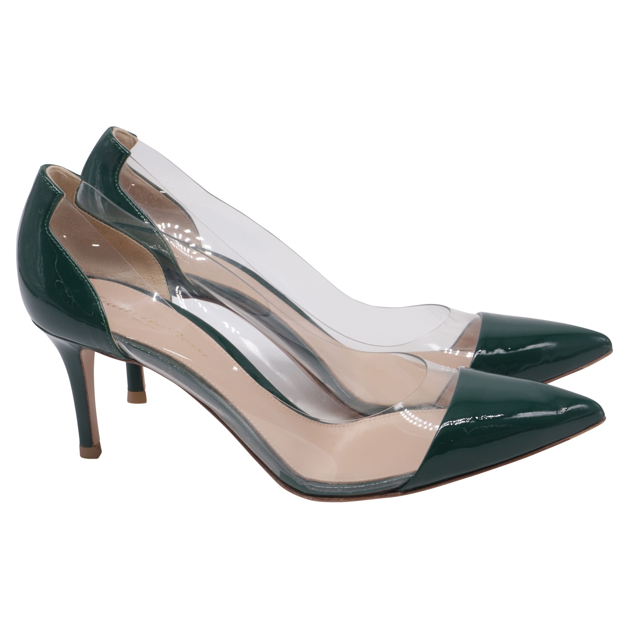 Gianvito Rossi Gianvito Rossi Plexi Pumps in Green PVC and Patent Leather Size US 7 / IT 37 - 1 Thumbnail