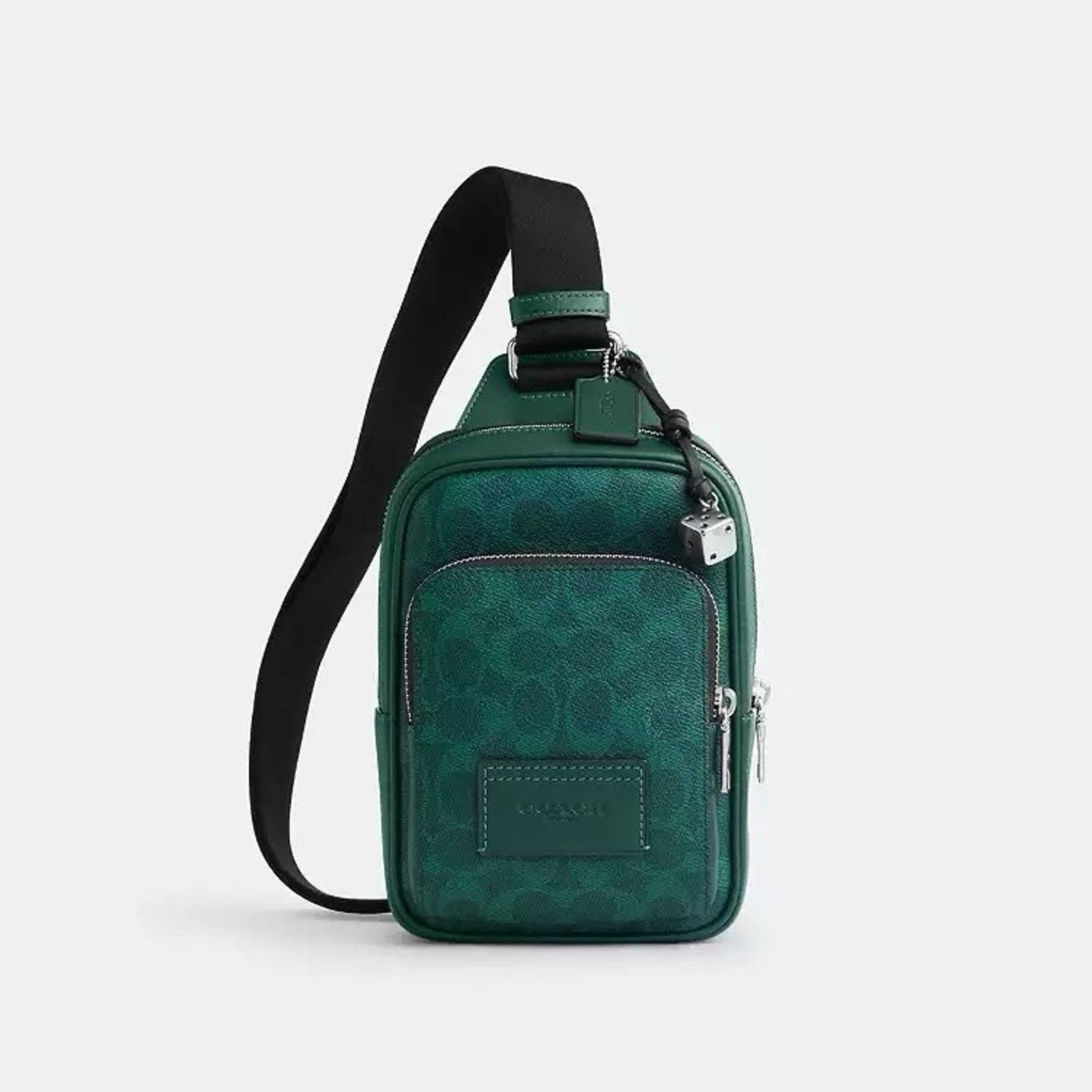 Coach NWT Coach men Racer Sling Pack Charms Silver/Sea Green CEB27 Size ONE SIZE - 7 Thumbnail