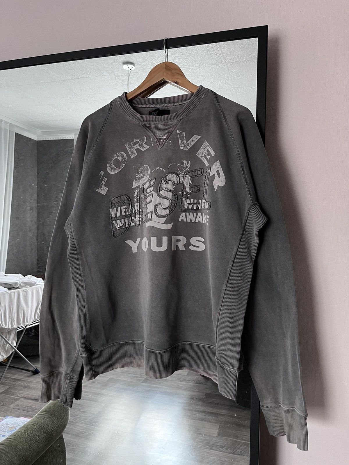 Diesel × Vintage DIESEL AVANT GARDE SWEATSHIRT VINTAGE FADED GREY DISTRESSED Size US XL / EU 56 / 4 - 1 Thumbnail