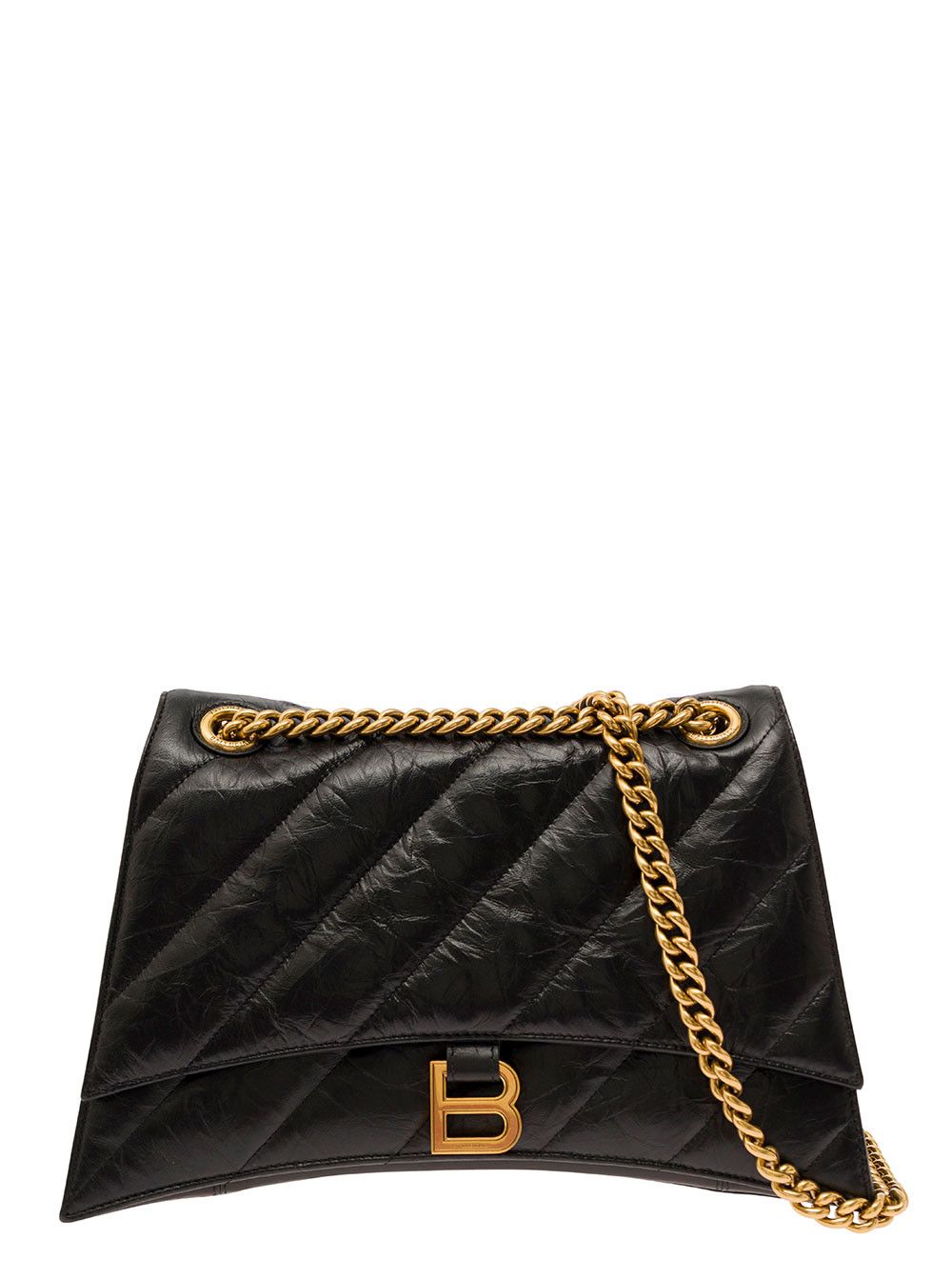 Balenciaga 'Crush Media' Black Quilted Cross Body Bag in Leather Woman Size ONE SIZE - 1 Thumbnail
