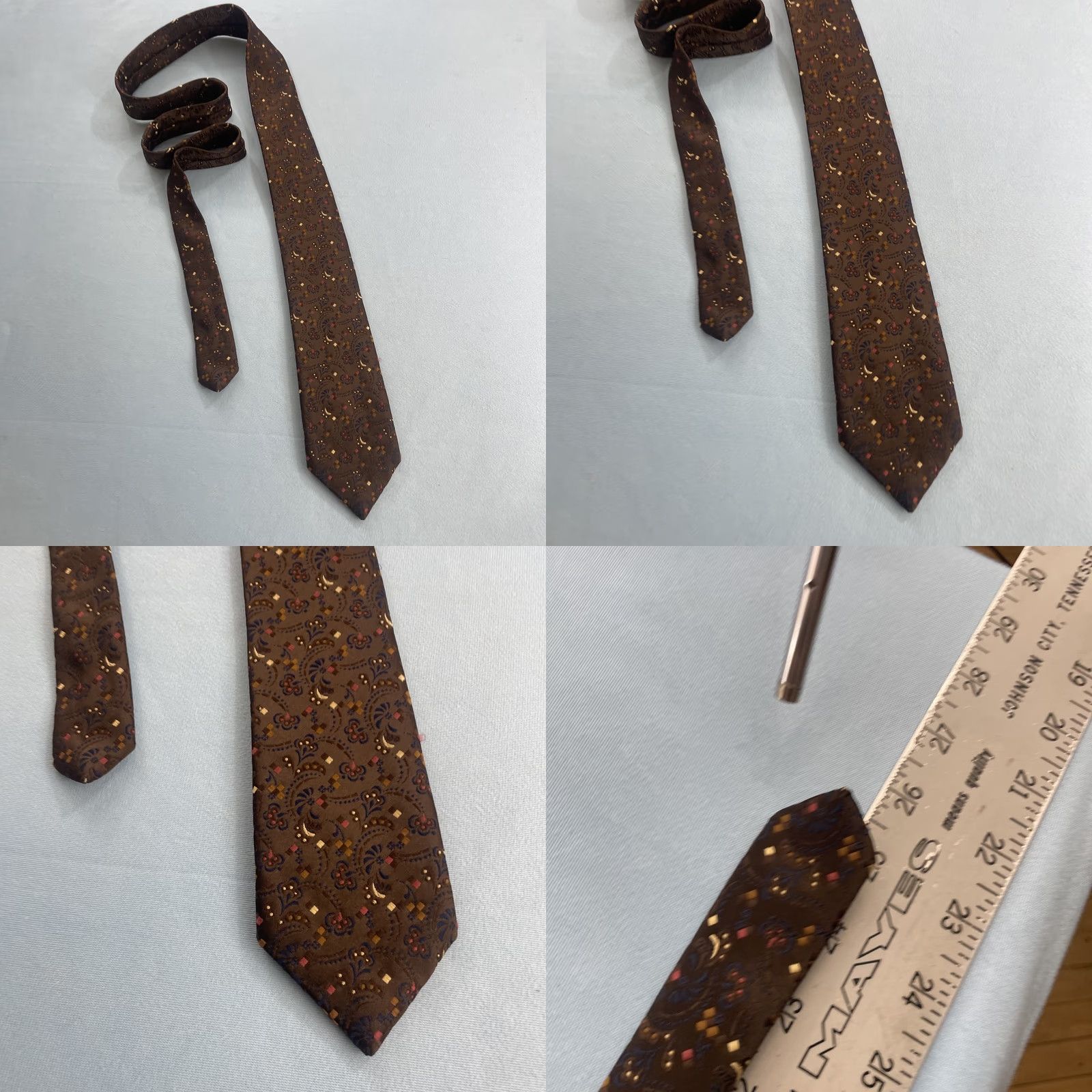 JCPenney VINTAGE JCPenney The Men's Shop Neck Tie Woven Paisley Deco Dot Brown 3x56 Capsule Necktie 1970s Men Tie Brown Size ONE SIZE - 10 Thumbnail