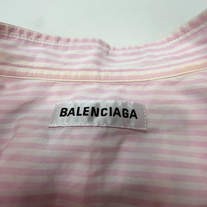 Balenciaga Balenciaga Pink Striped Logo Shirt for Women 0079-2507 Size M / US 6-8 / IT 42-44 - 5 Thumbnail