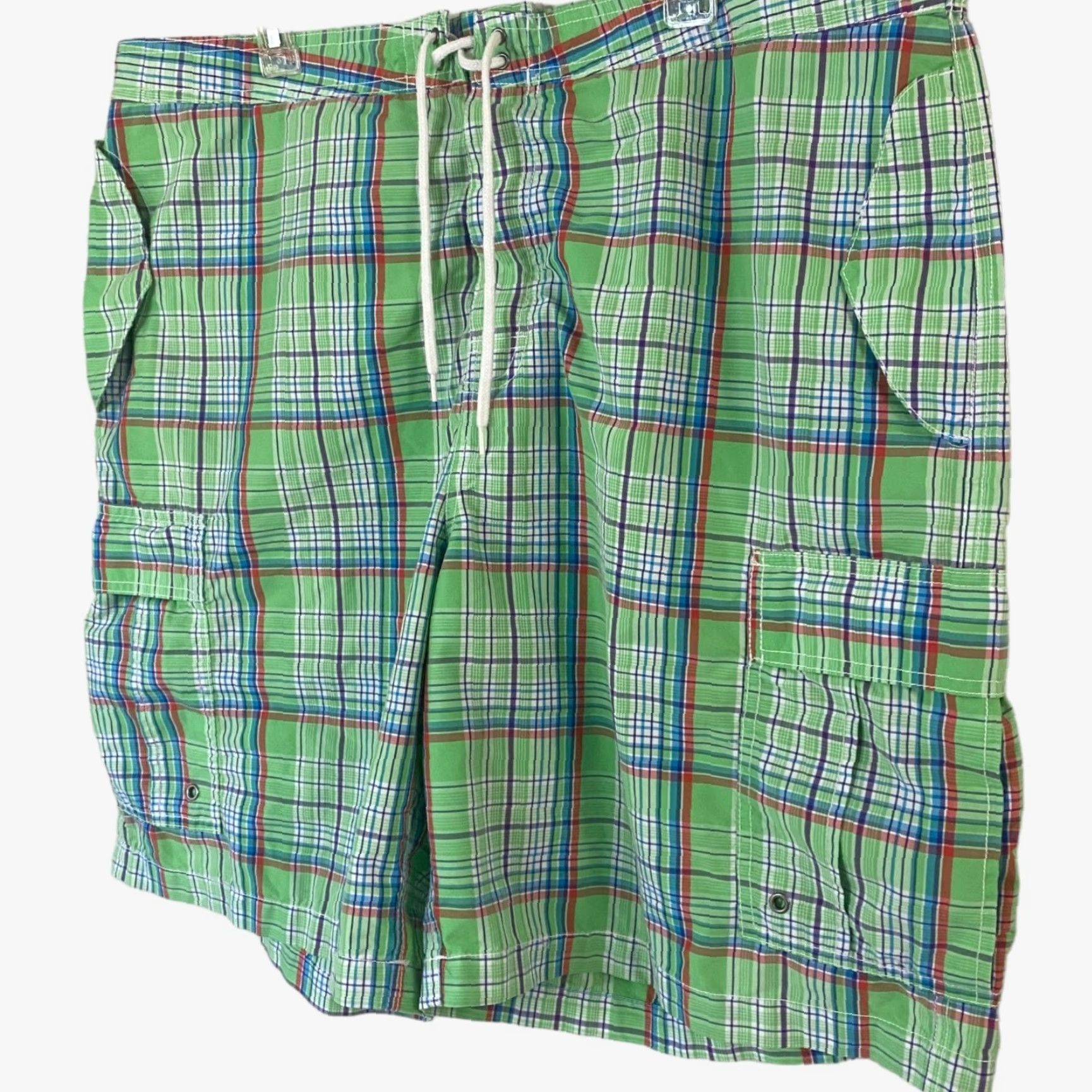 Polo Ralph Lauren VINTAGE Polo Ralph Lauren Cargo Swim Board Shorts Mens 42 Green Plaid Pockets Size US XL / EU 56 / 4 - 2 Thumbnail