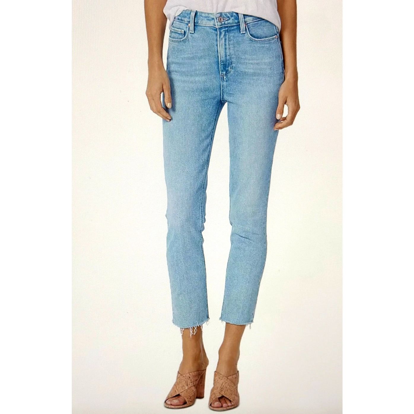 Paige Paige Cindy Raw Hem High Waist Ankle Straight Leg Jeans 32 Size 32" / US 10 / IT 46 - 4 Thumbnail