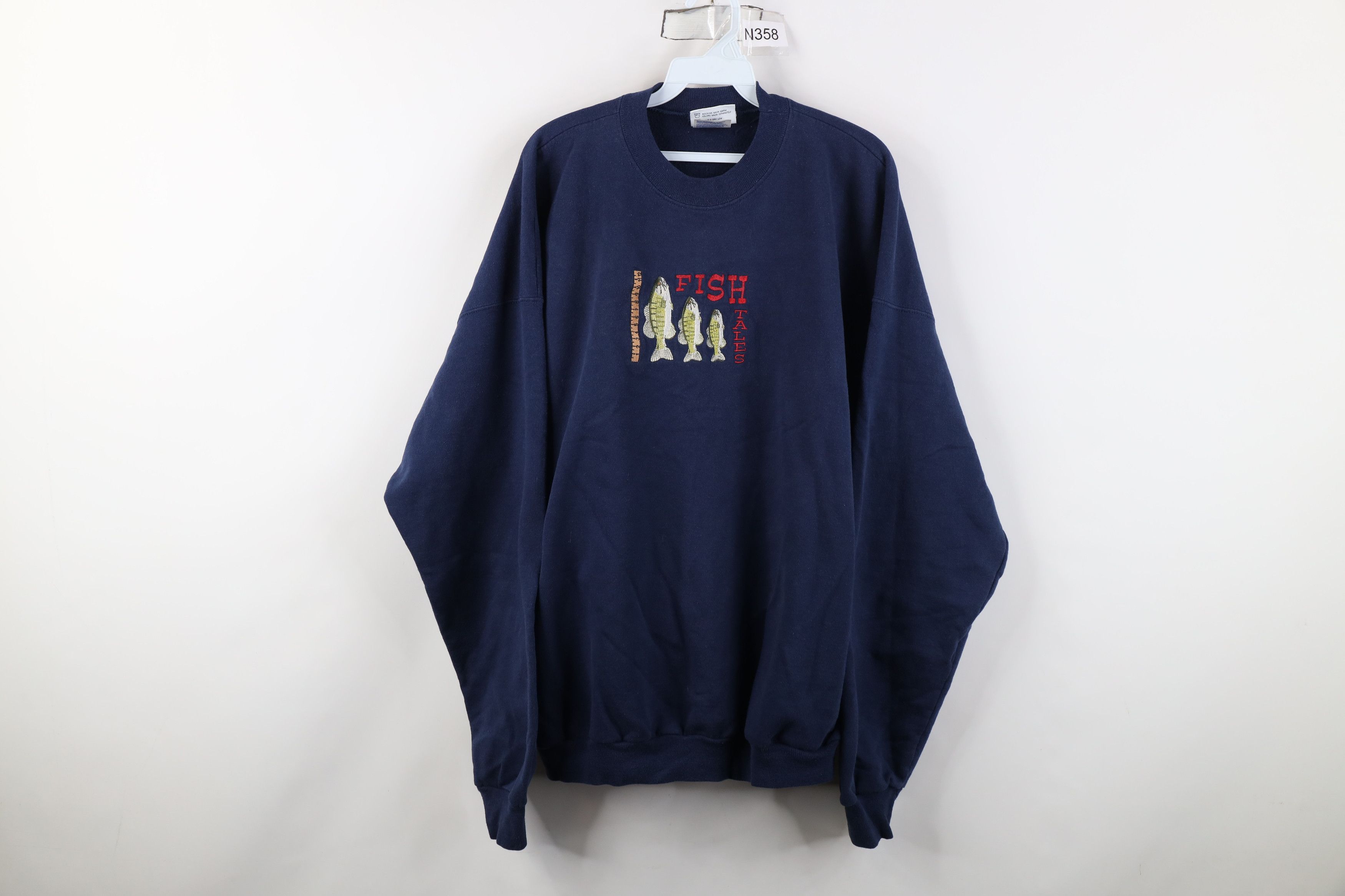 Vintage Vintage 90s Streetwear Fish Tales Crewneck Sweatshirt Size US XXL / EU 58 / 5 - 1 Thumbnail