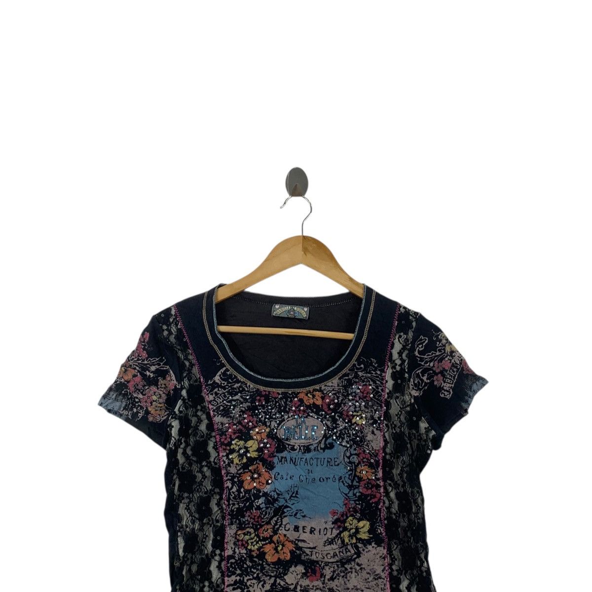 Vintage Vintage VANILLA SUGAR LA BELLE Rhinestone Bling Tee Shirt Size XXS / US 00 / IT 34 - 2 Thumbnail