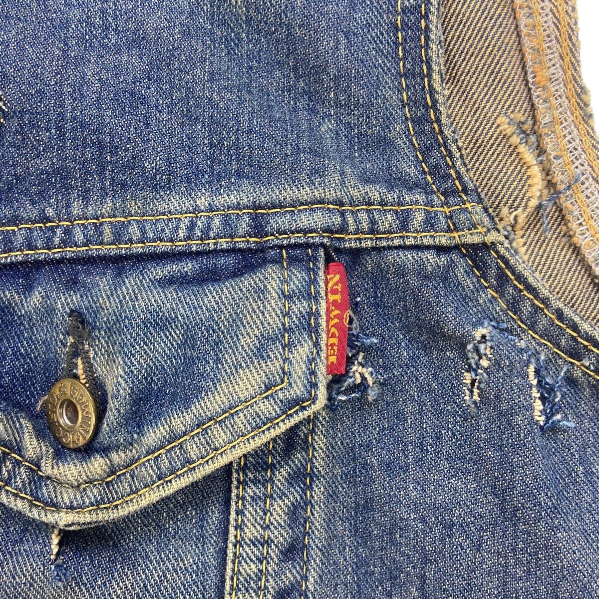 Edwin Vintage Edwin Trucker Sleeveless Distressed Denim Jacket Size US M / EU 48-50 / 2 - 11 Thumbnail