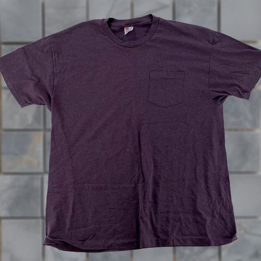 Hanes Hanes Purple PocketShirt Mens XL Crewneck Short Sleeve Tee Size US L / EU 52-54 / 3 - 1 Thumbnail