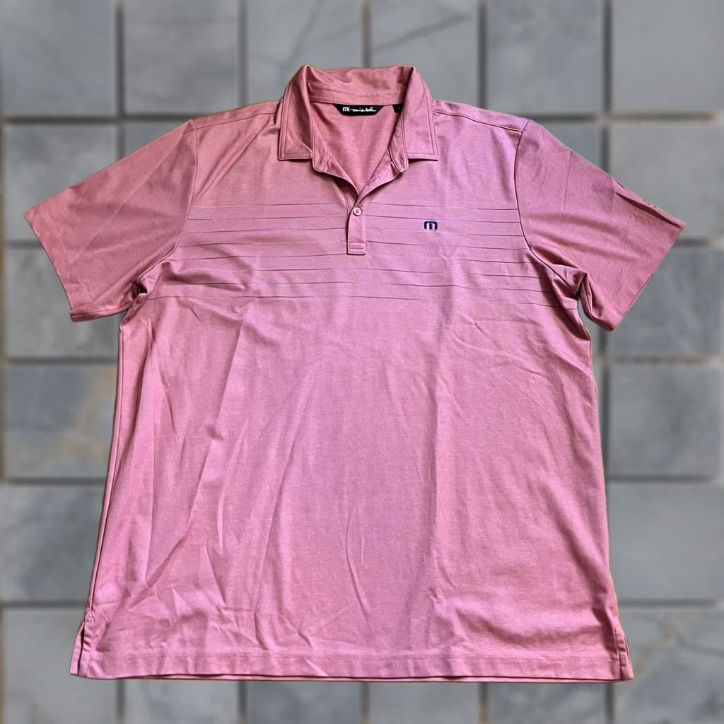 TravisMathew Travis Mathew Polo Shirt Mens XXL Pink Stripe Performance Golf Size US XXL / EU 58 / 5 - 1 Thumbnail